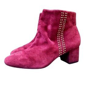 White House Black Market Booties Maroon Gold Studded Fall Zeek 9M